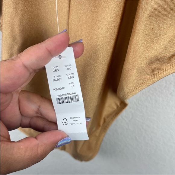 J.Crew Shiny Squareneck One Piece Swimsuit Liquid Bronze Women’s Size 14 - Picture 8 of 8